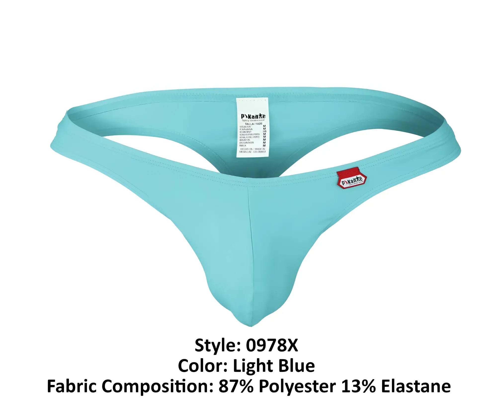 Light blue Pikante PIK 0978X Angola thong made of 87% polyester and 13% elastane with branded label at the back