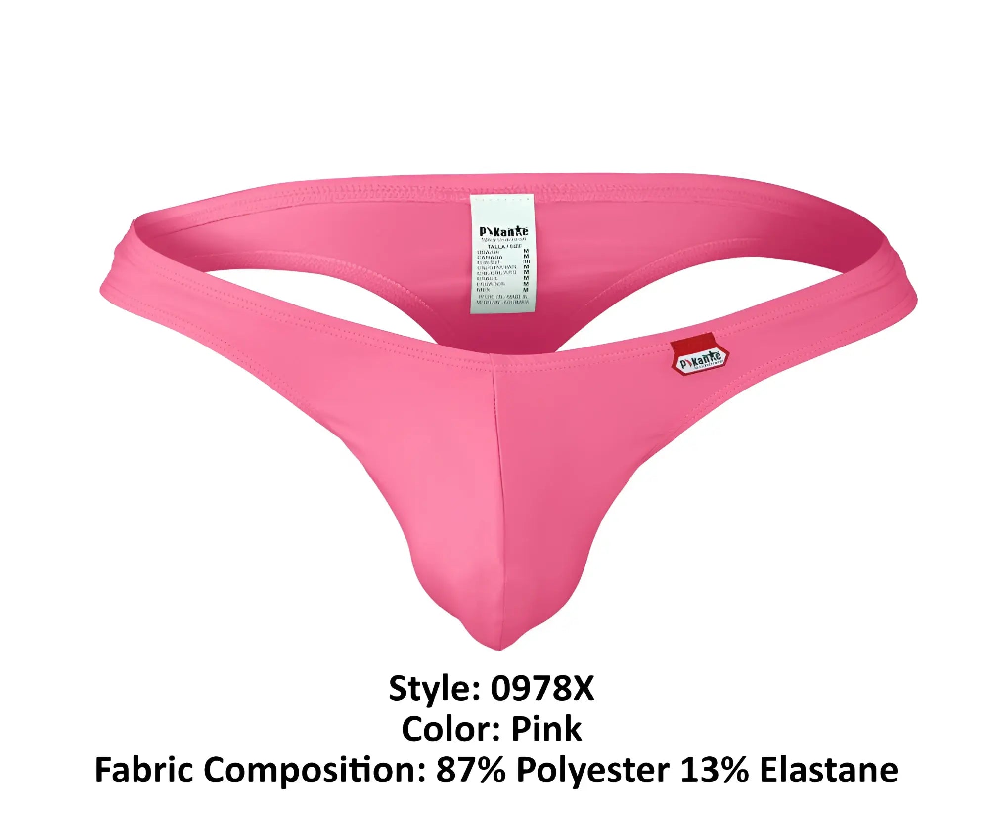 Pink pikante pik 0978x angola thong made of 87% polyester and 13% elastane shown from back side