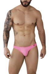 Pikante pik 0979 angola bright pink form-fitting swim trunks with sleek modern design and brand logo on waistband