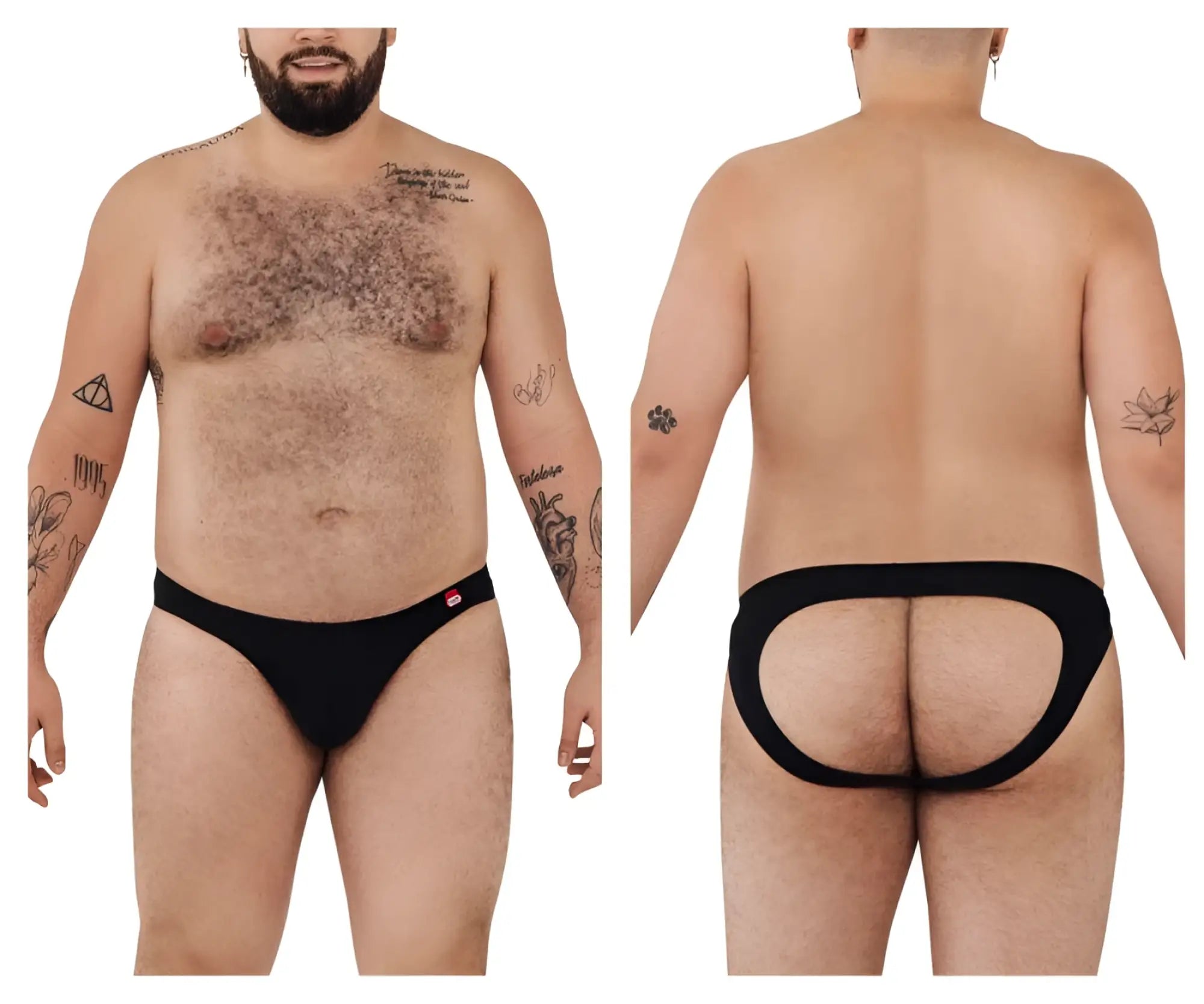 Black pikante pik 0979x angola jockstrap briefs with red logo on left hip designed for comfort and support