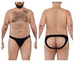 Black pikante pik 0979x angola jockstrap briefs with red logo on left hip designed for comfort and support