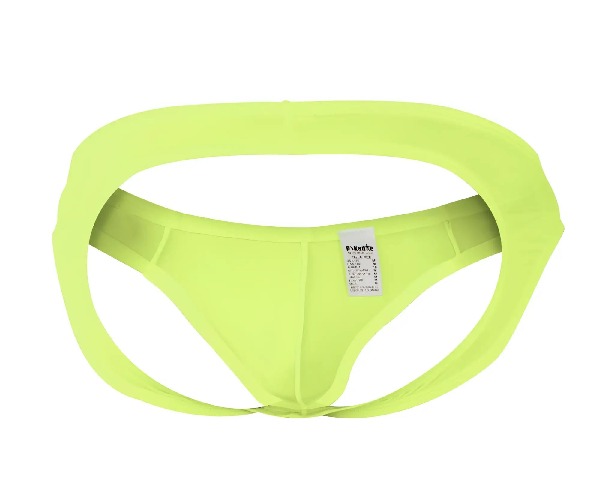 Bright lime green pikante pik 0979x angola jockstrap men’s briefs with high waist and elasticized leg openings