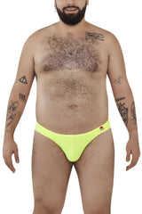 Bright neon yellow briefs with a red and white logo on the waistband from pikante PIK 0979X angola jockstrap color green