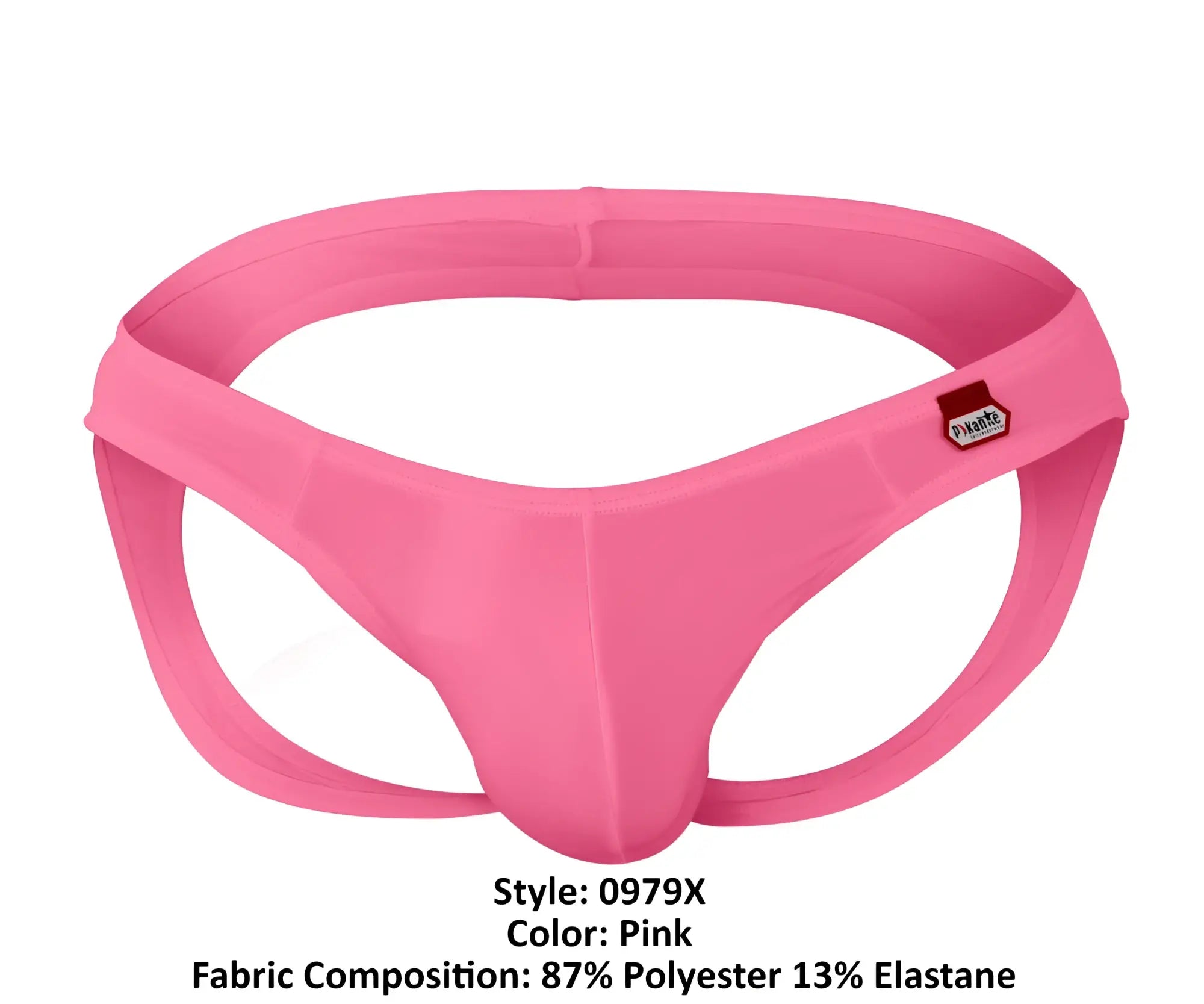 Pink pikante pik 0979x angola jockstrap men’s briefs made of 87% polyester and 13% elastane with red brand tag