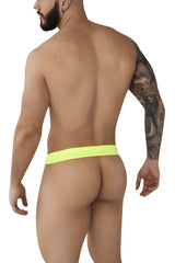 Neon yellow thong with a snug seamless fit from pikante pik 0980 angola ball lifter c ring in green color viewed from back