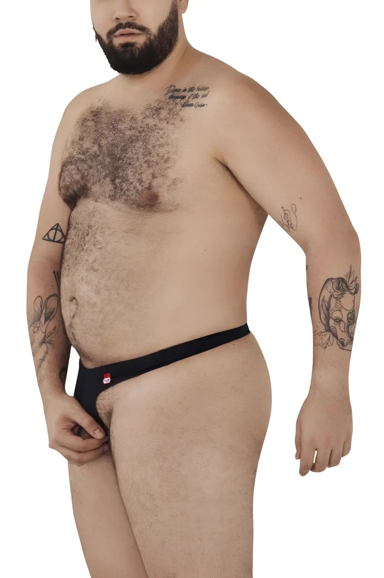 Black brief underwear with a small red logo on the left hip pikante pik 0980x angola ball lifter c-ring black