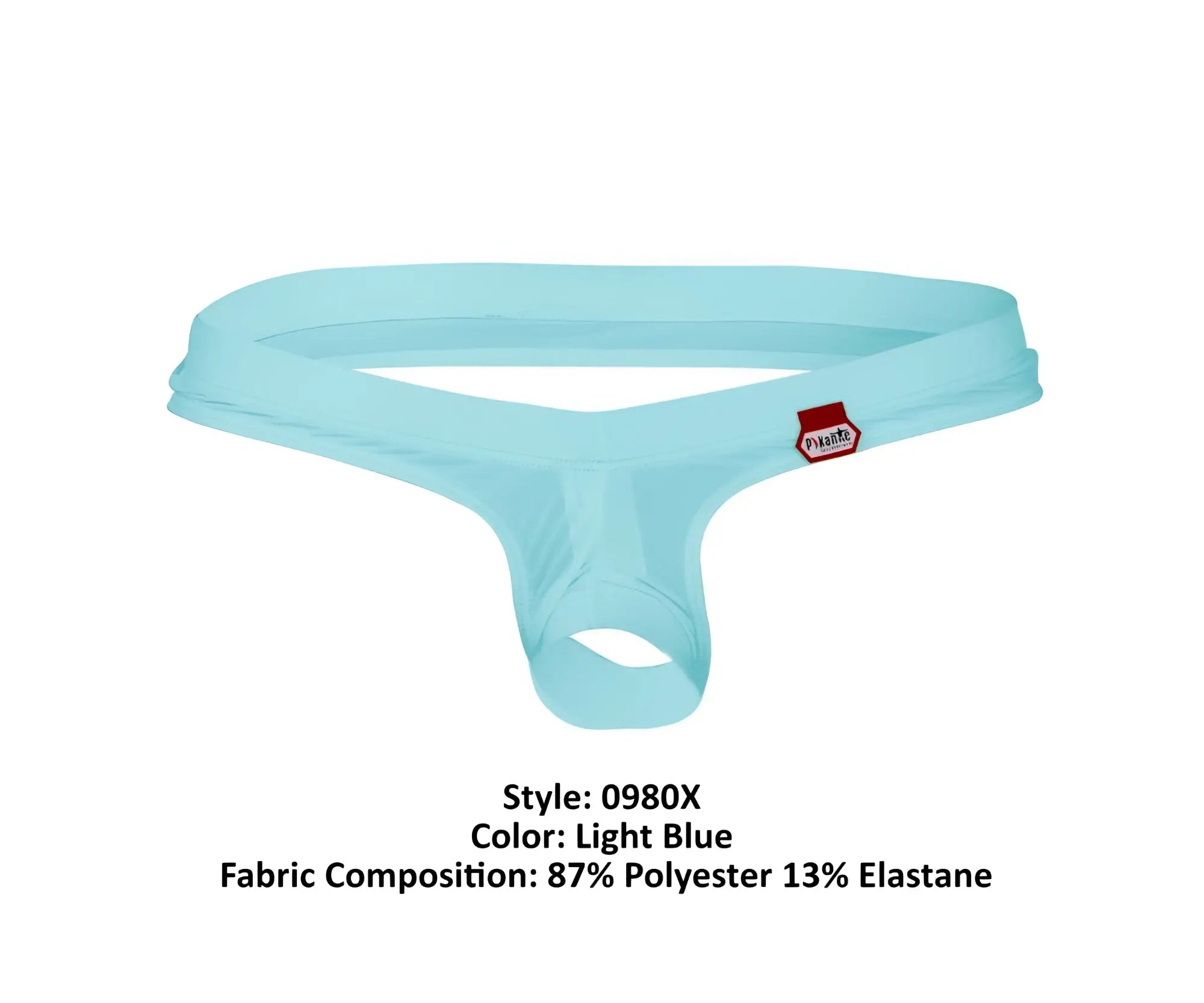 Light blue men’s thong pikante PIK 0980X angola ball lifter c-ring made of 87% polyester 13% elastane with sleek design