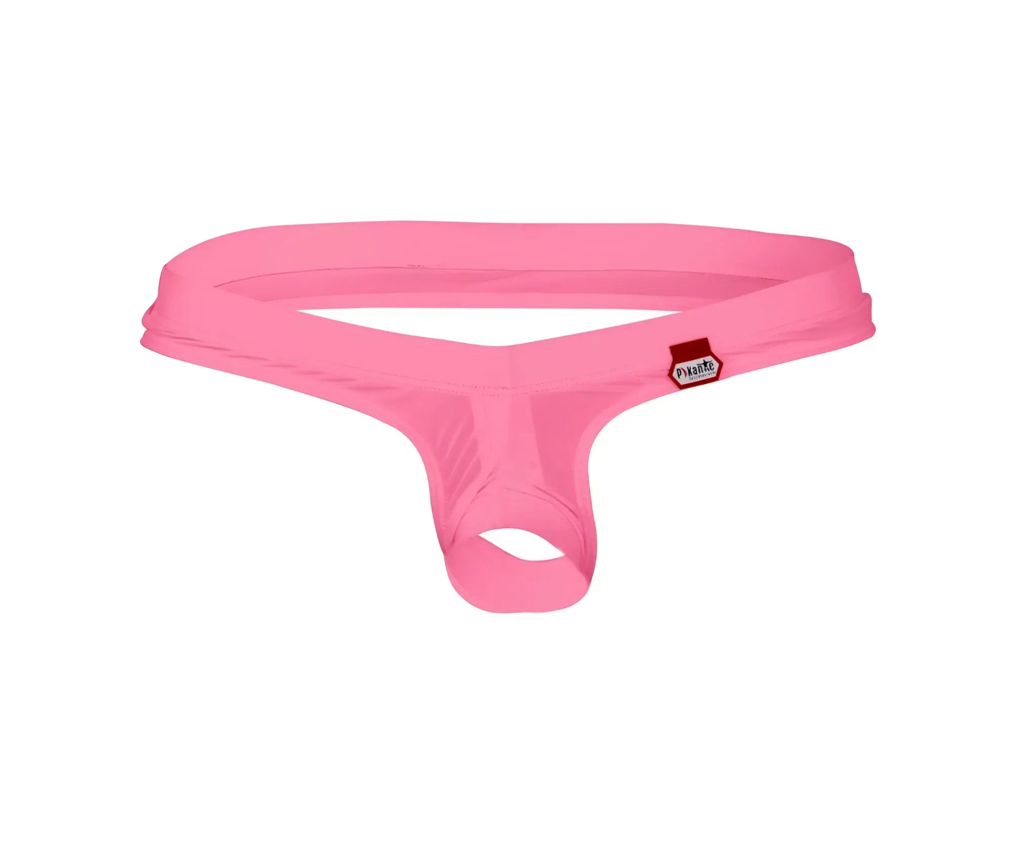 Pink men’s thong pikante p 0980x angola ball lifter c ring with smooth stretchy fabric and small red brand tag on side