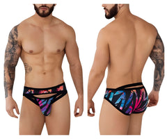 Vibrant multicolored pikante pik 0989 jartum briefs with black trim and cut-out design in black color