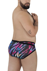 Pikante pik 0989x jartum briefs with vibrant abstract pink blue purple pattern and black trim for swimwear use