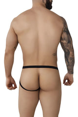 Black sleek minimalist thong with smooth elastic band pikante pik 1013 napoles jockstrap color black front view