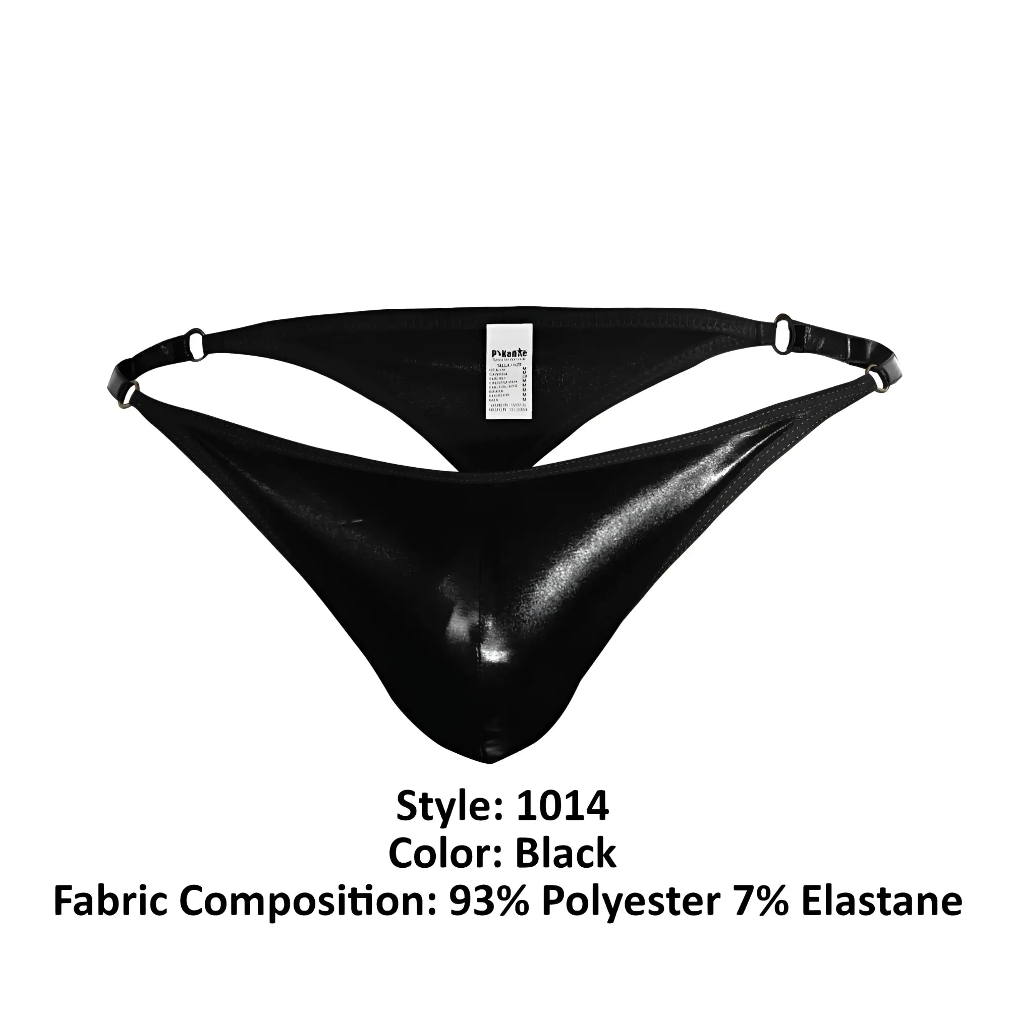 Black glossy polyester and elastane pikante pik 1014 salerno thong with sleek form-fitting design