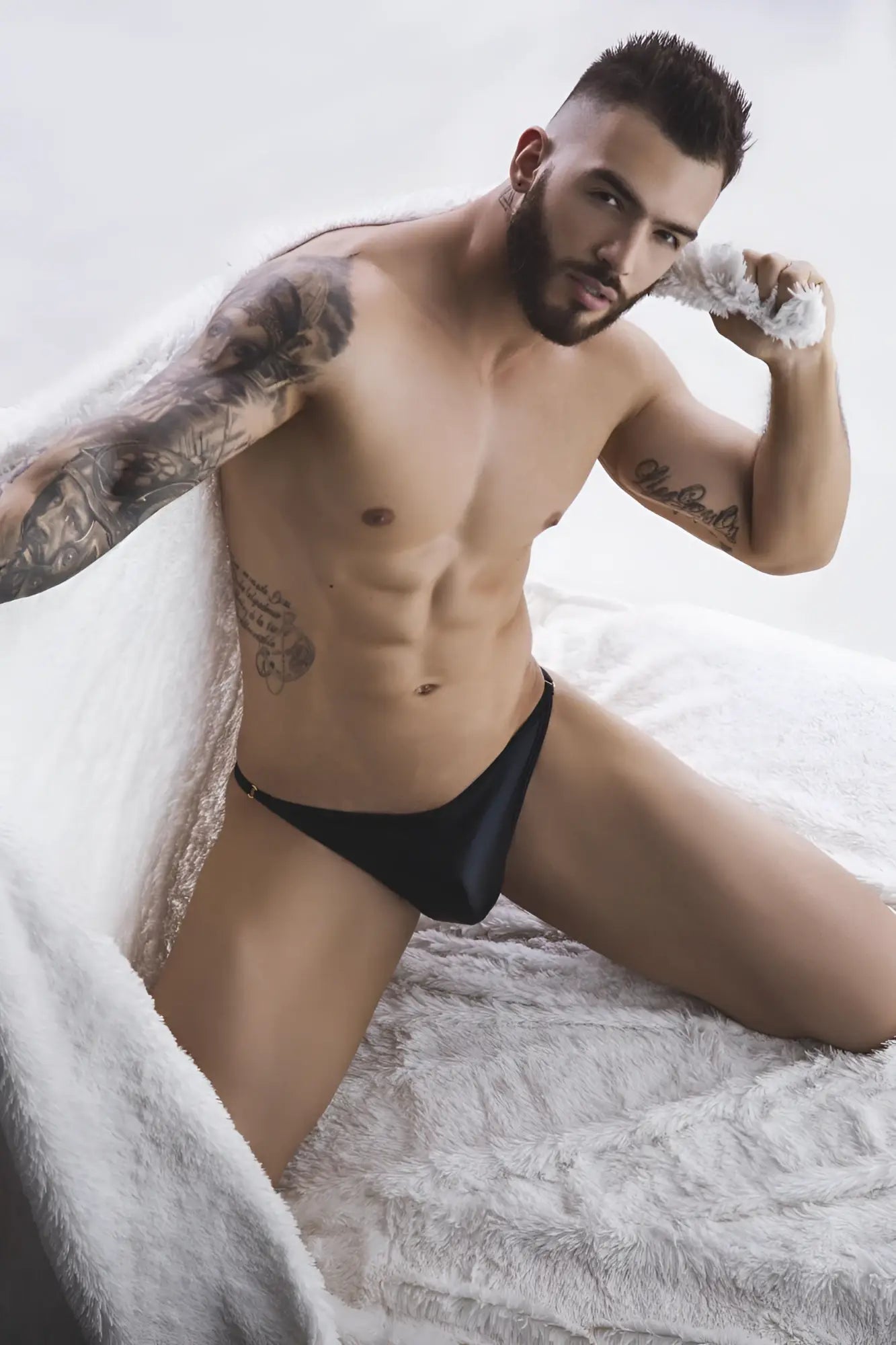 Black satin briefs with sleek smooth texture and subtle sheen from Pikante PIK 1014 Salerno thongs in black