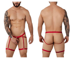 Red nylon suspenders with adjustable metal clasps for pikante pik 1017 avellino jockstrap in red color