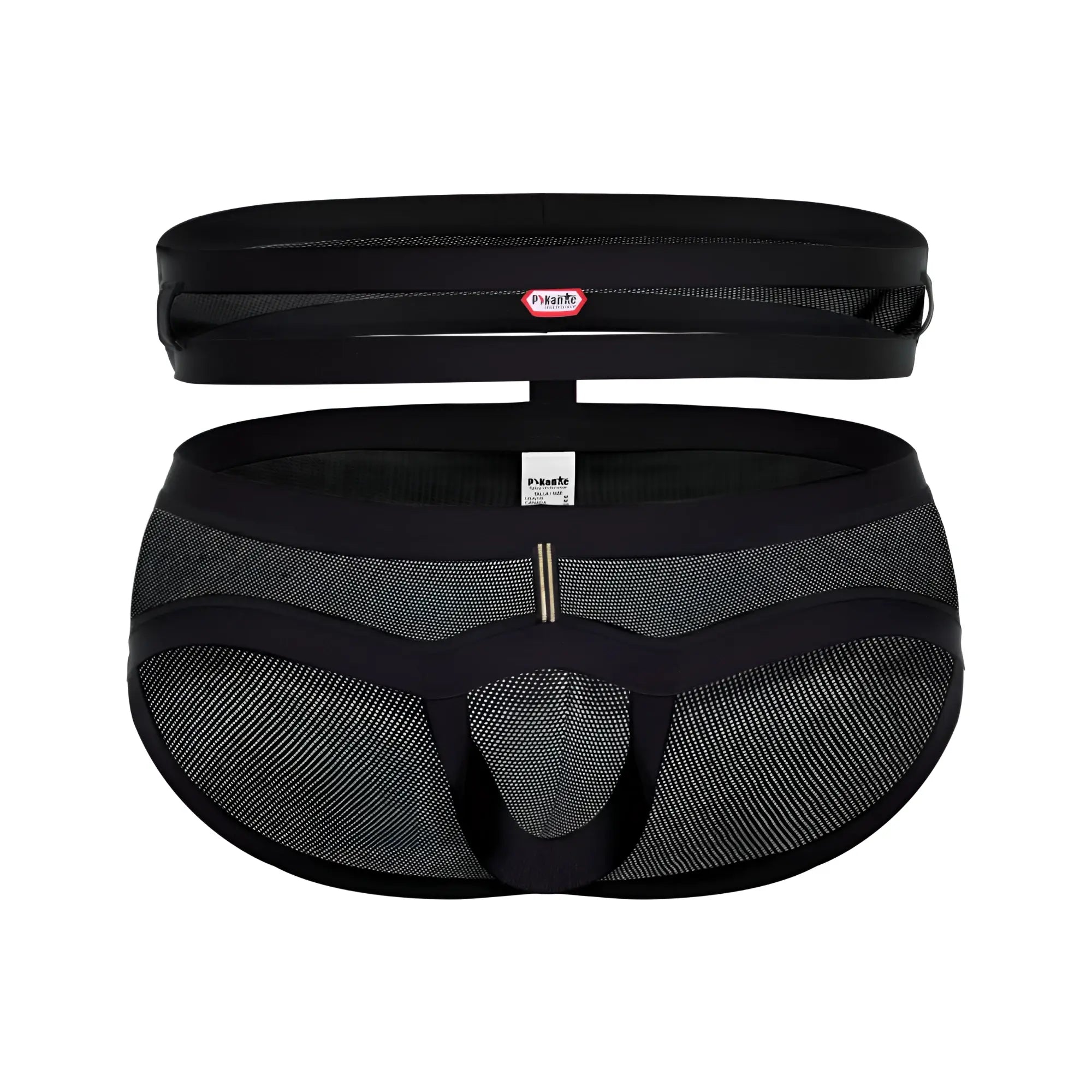 Pikante pik 1020 plasencia black mesh briefs with sleek form fitting design and reinforced elastic waistband