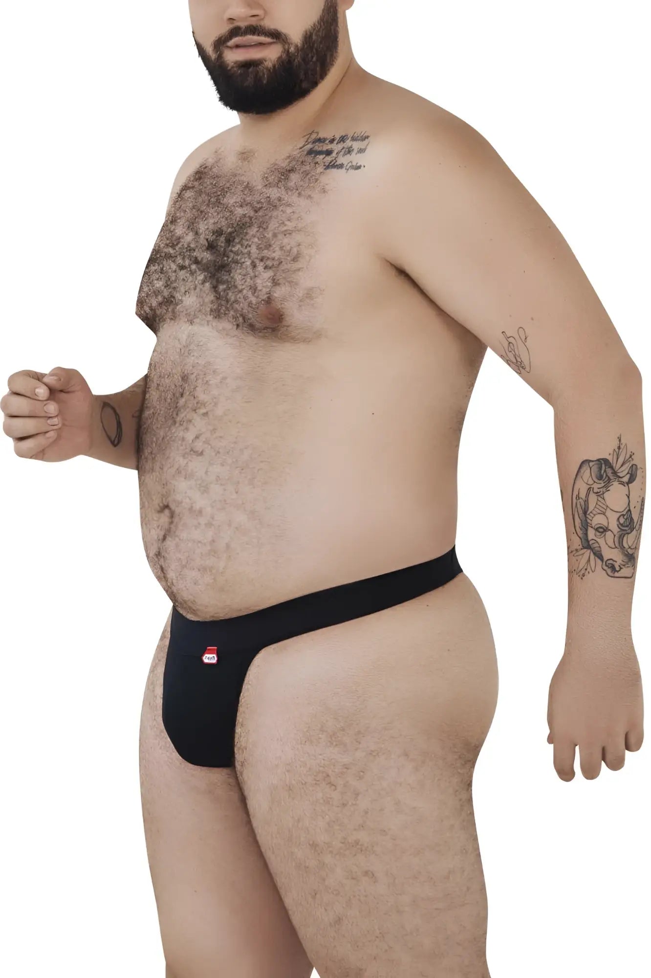 Black pikante pik 1024x terni thong briefs with small red and white logo on left hip