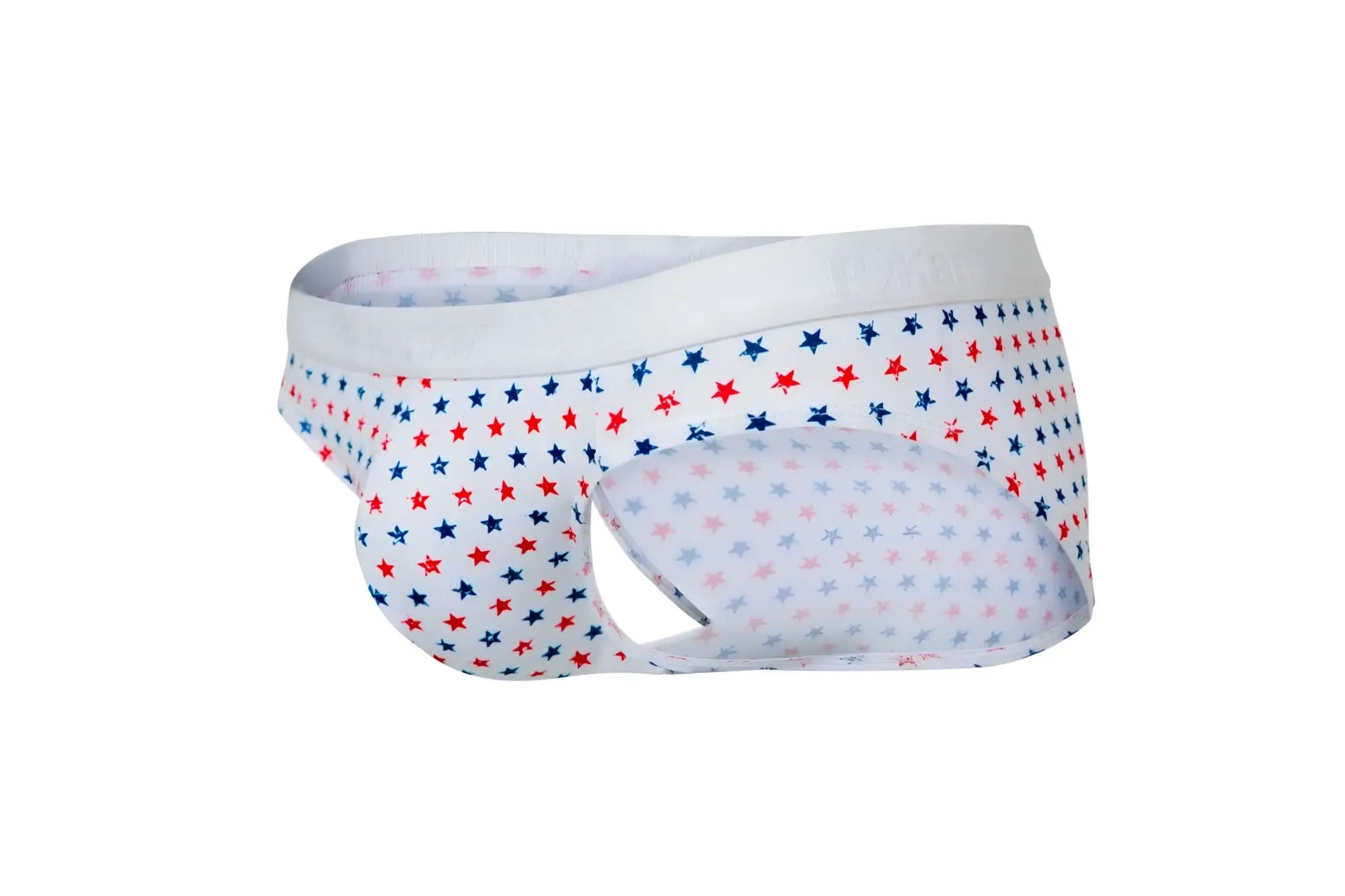 Pikante pik 1072 blaze briefs white cotton white briefs with a pattern of red blue and light pink stars
