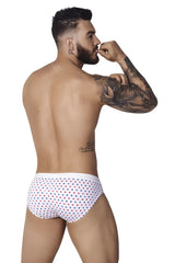 White pikante pik 1072 blaze briefs with small red and blue stars pattern for comfortable everyday wear