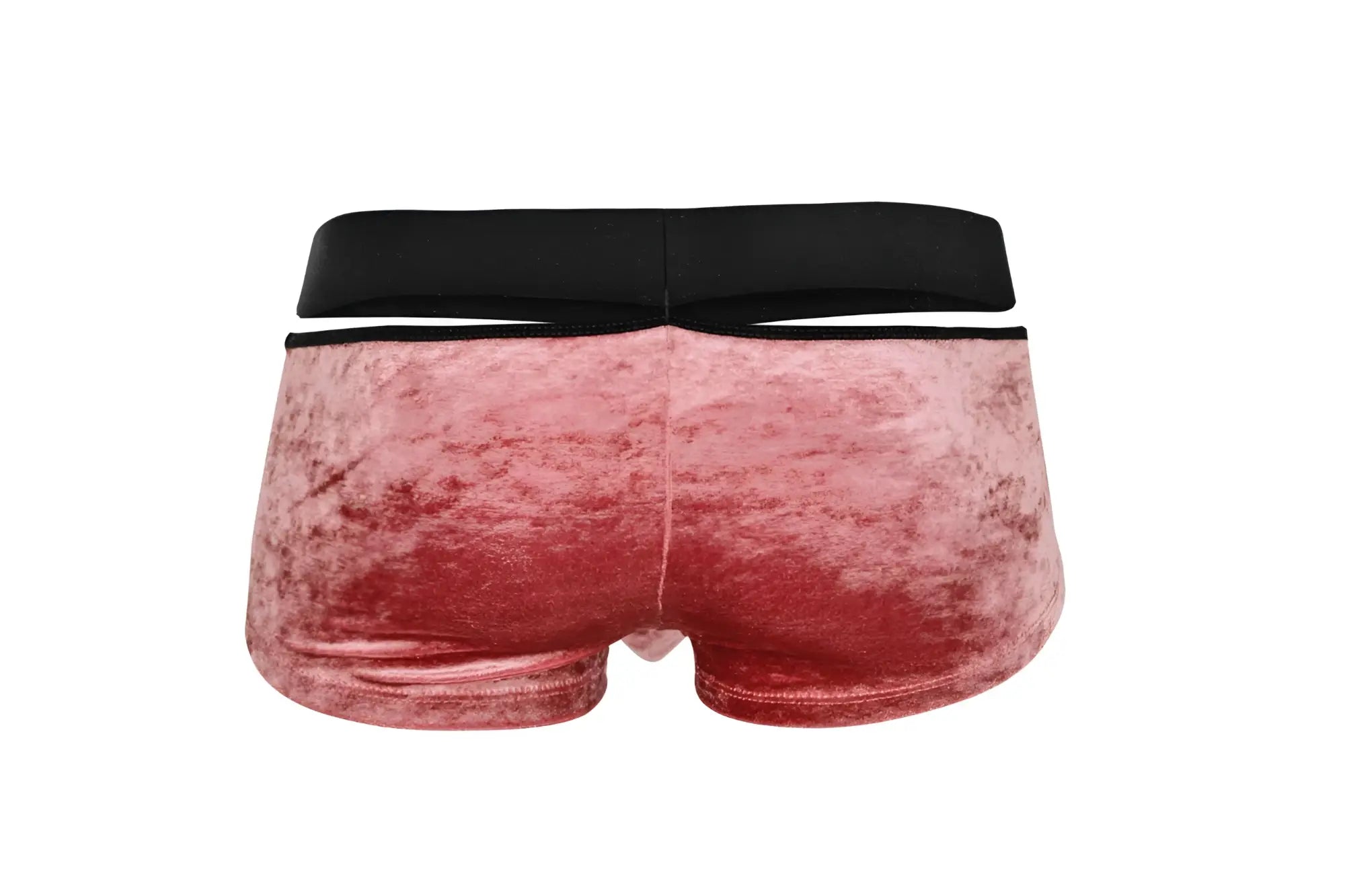 Pink velvet shorts with a black elastic waistband pikante pik 1096 clandestine velvet trunks in pink