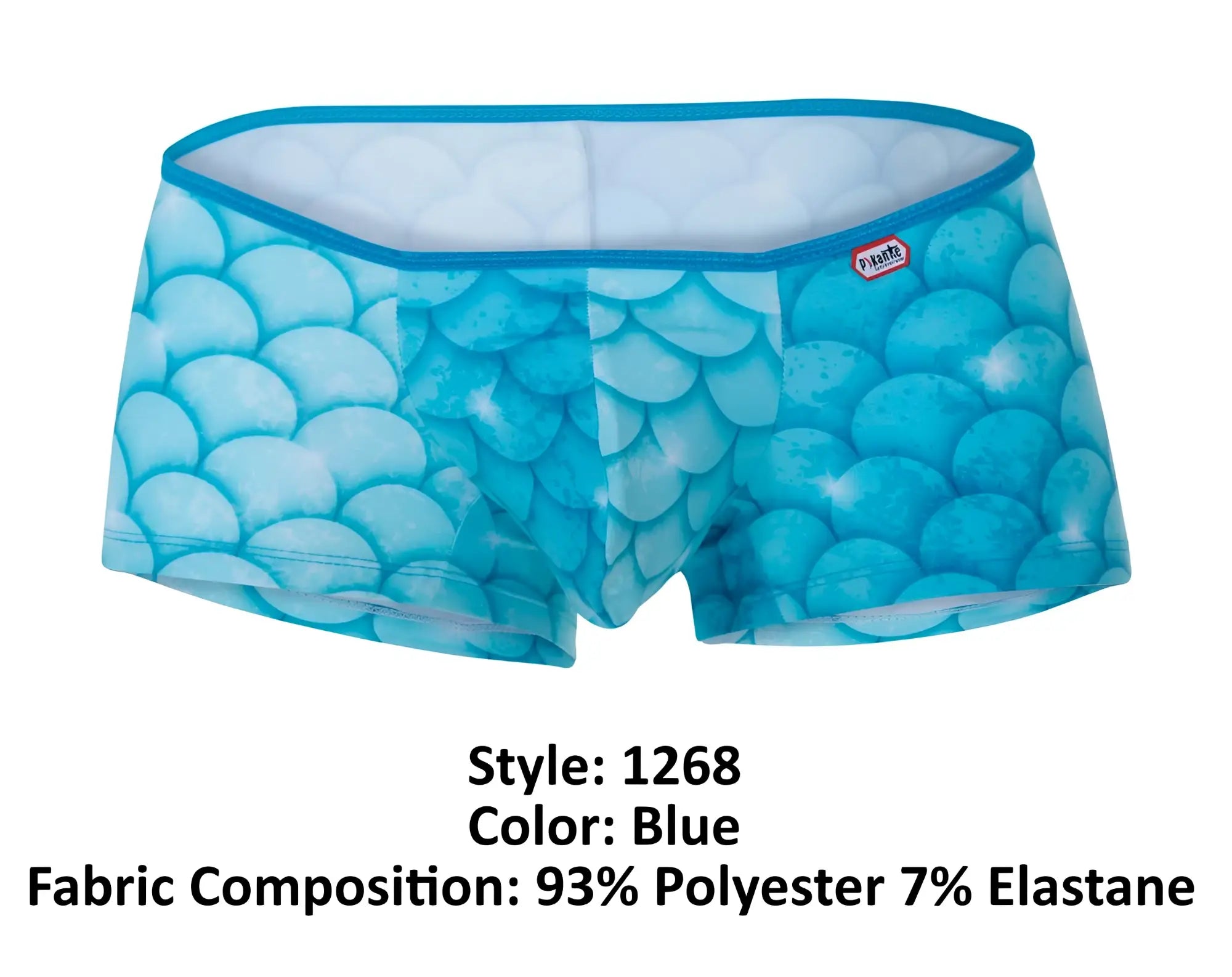 Blue pikante roskilde trunks briefs with mermaid scale pattern made of 93 polyester 7 elastane