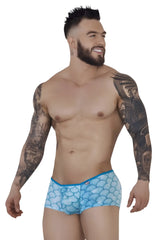 Blue pikante piki 1268 roskilde trunks featuring a blue mermaid-scale pattern men’s briefs front view