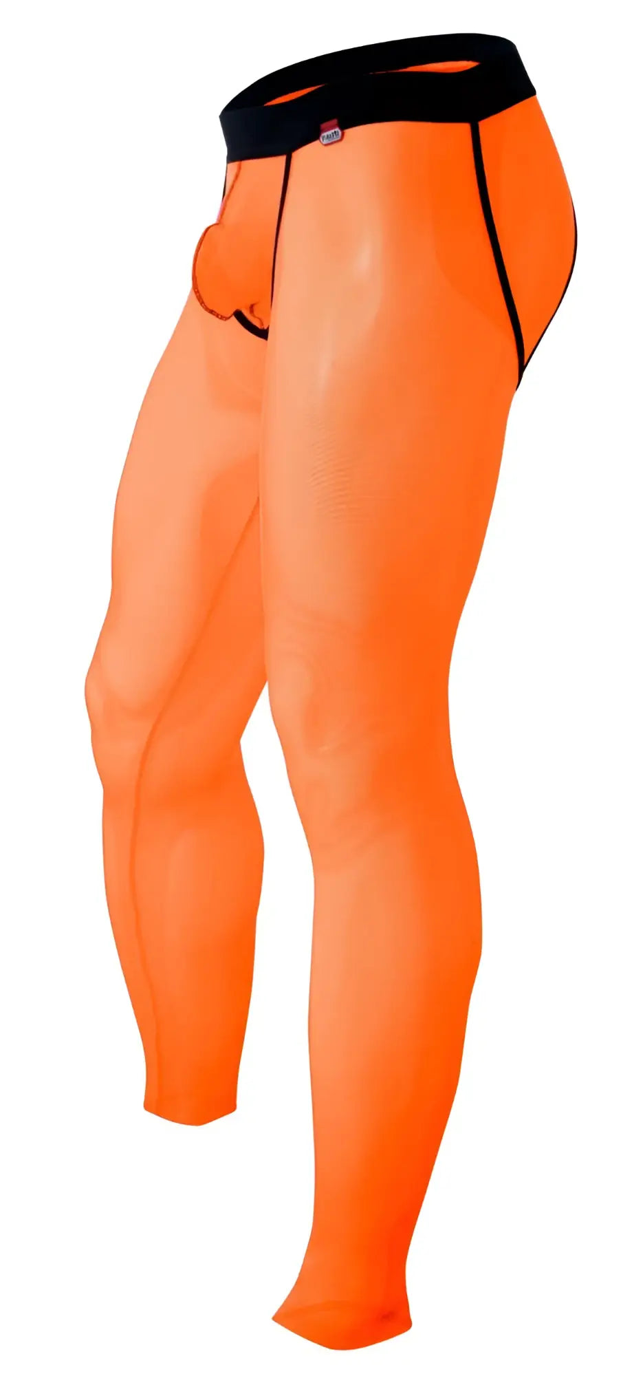 Bright orange Pikante PIK 1271 Sonar athletic compression tights with black waistband and seam detailing