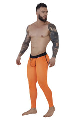 Bright orange pikante sonar athletic pants with black waistband and front pouch detail in form-fitting design