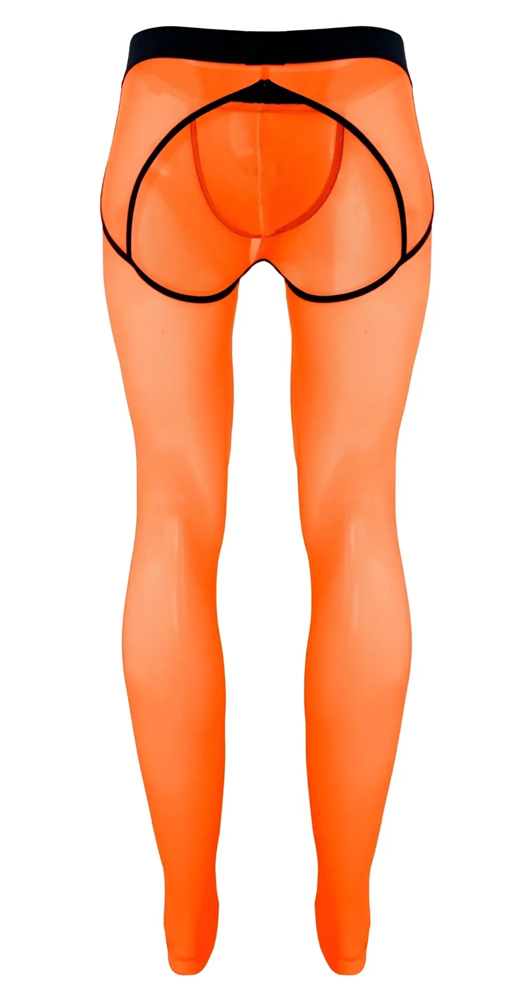 Bright orange sheer Pikante PIK 1271 Sonar athletic pants with black elastic waistband and outlining trim