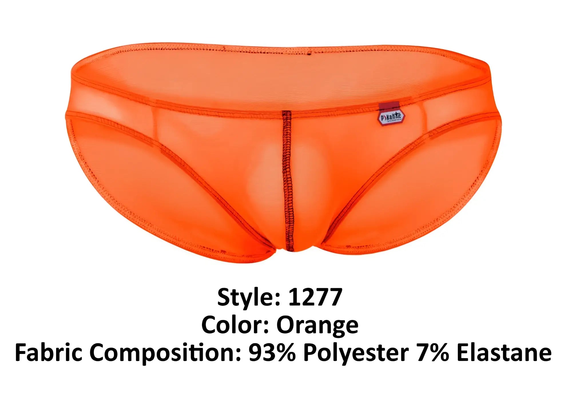 Bright orange pikante pik 1277 sonar briefs with mesh fabric and subtle stitching in a sleek form-fitting design
