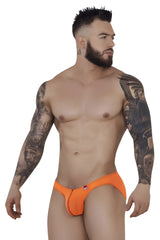 Bright orange pikante pik 1277 sonar briefs with form-fitting design and small red logo on the front