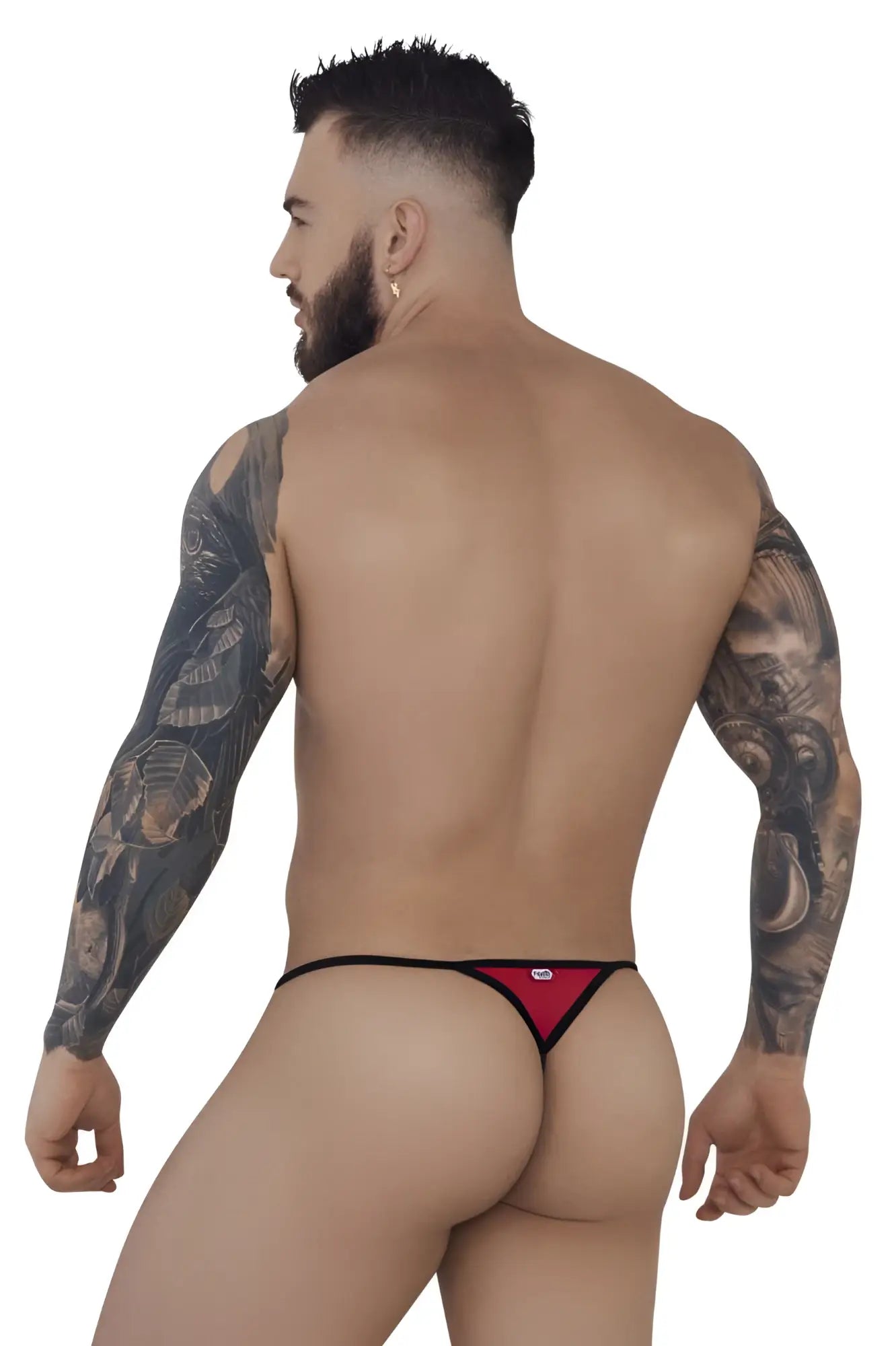 Red and black pikante PIK 1279 sonar thong with a sleek minimalist design shown from the back side