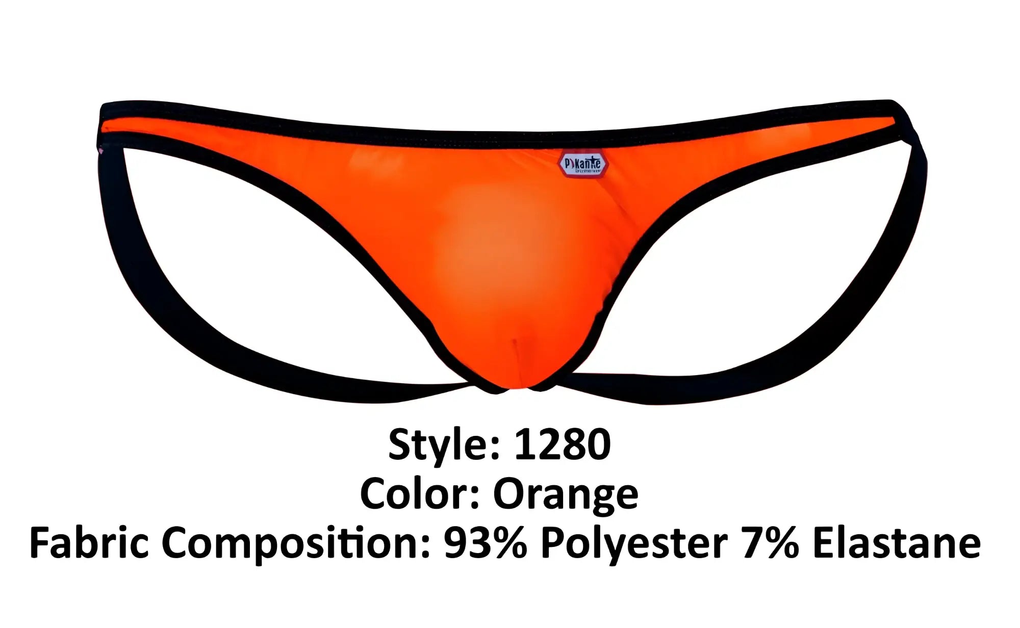 Bright orange Pikante PIK 1280 Sonar jockstrap thong with black trim made of 93 polyester and 7 elastane