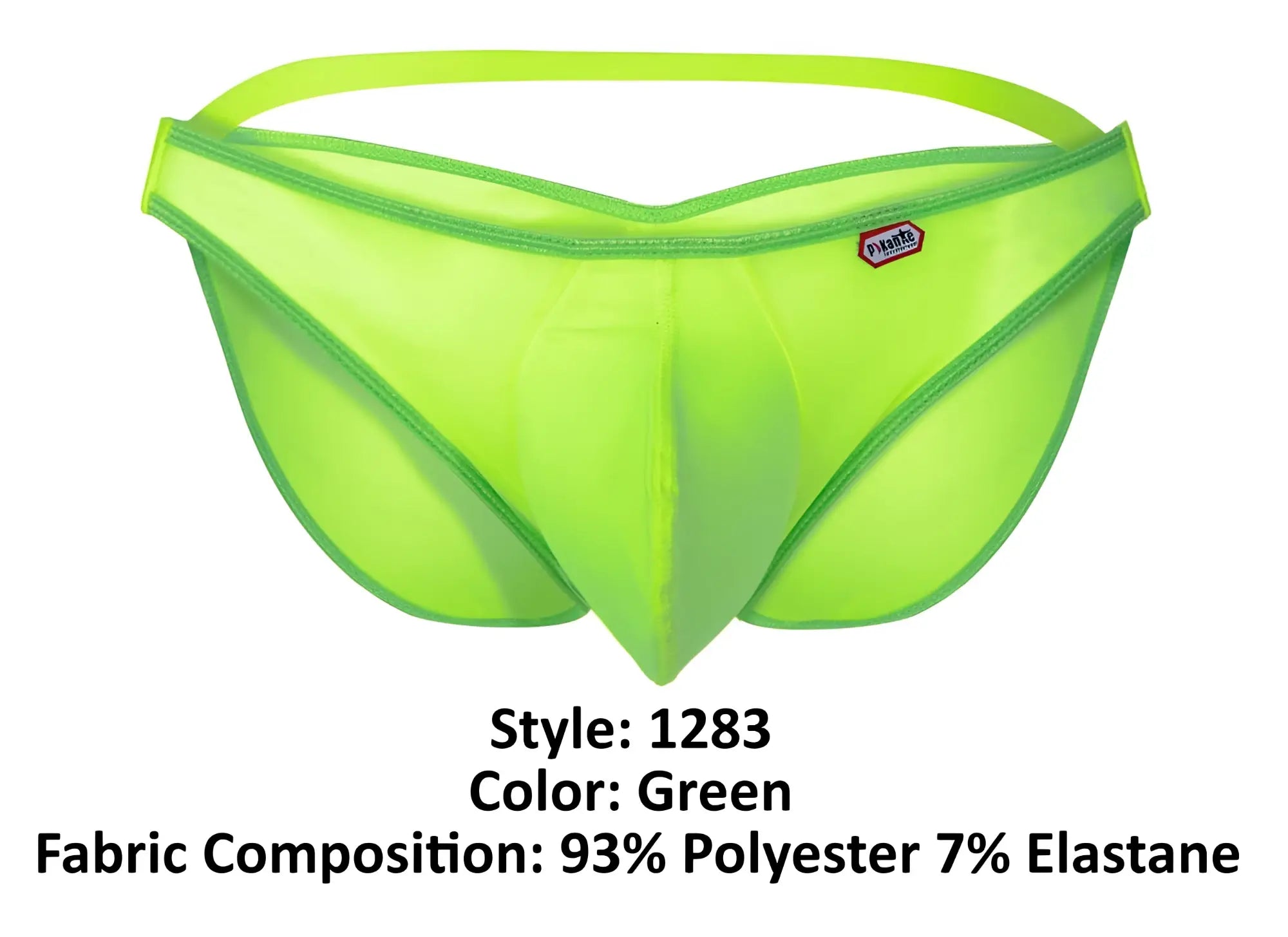 Bright green pikante pik 1283 bestival bikini mesh briefs with snug fit and elastic waistband
