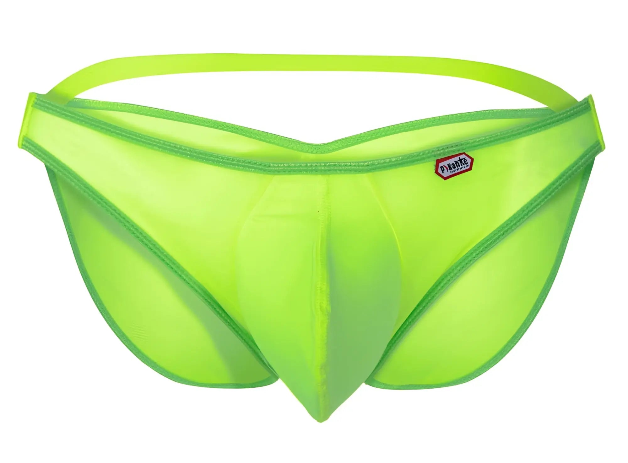 Bright neon green mesh briefs pikante PIK 1283 bestival bikini with matching waistband and reinforced stitching