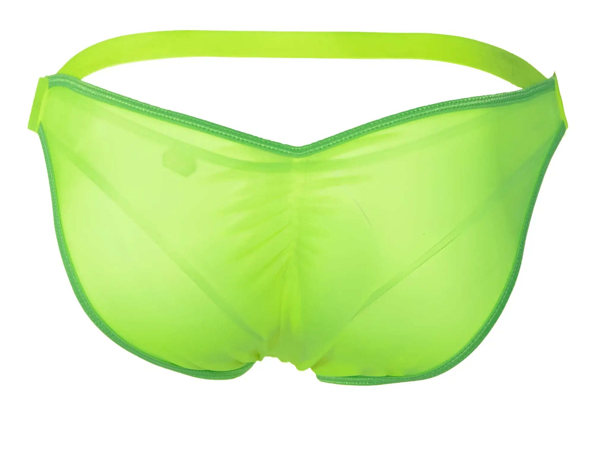Bright neon green sheer mesh briefs with matching elastic waistband from Pikante PIK 1283 Bestival Bikini collection