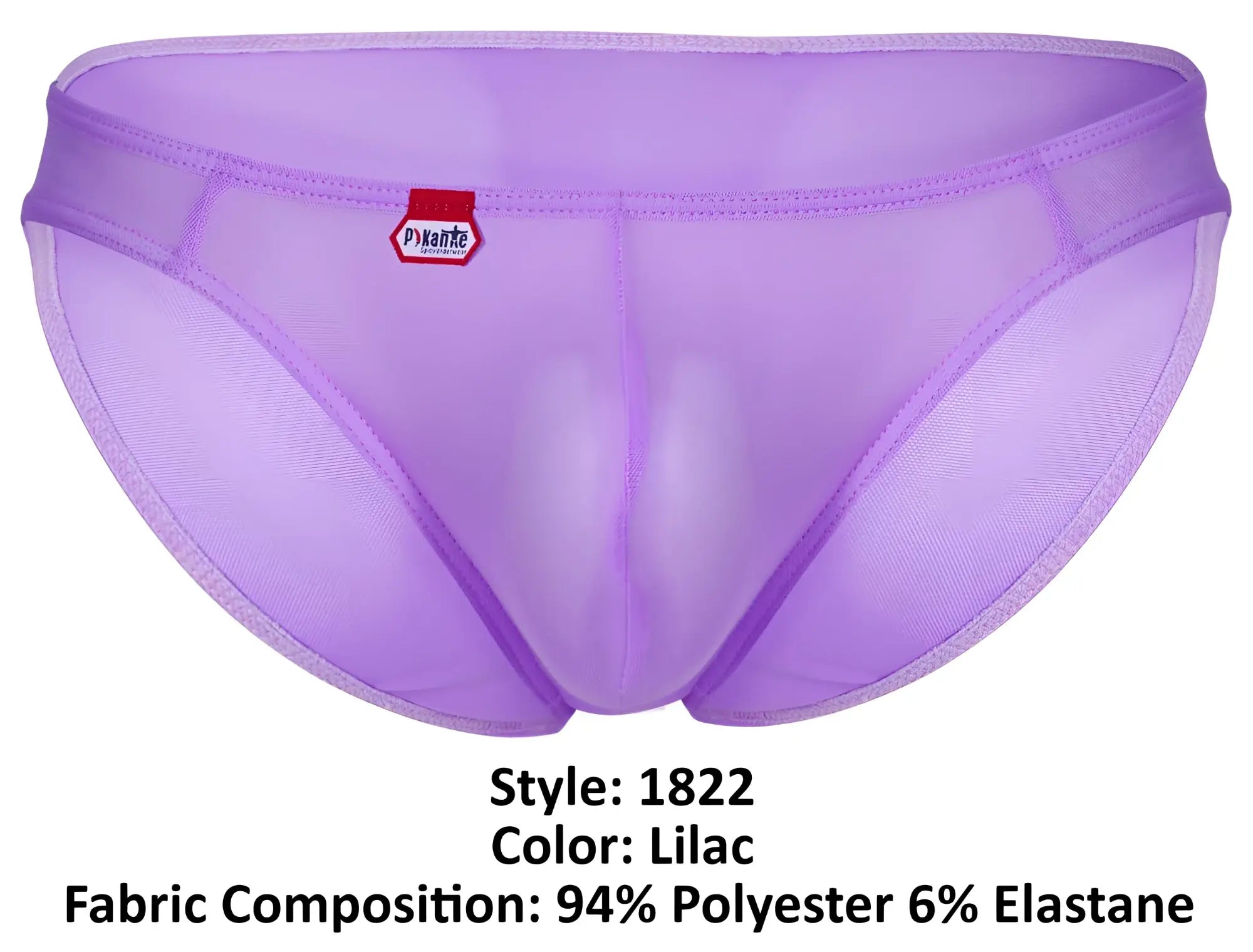Pikante pik 1822 luxury briefs in lilac sheer mesh with subtle texture and reinforced stitching along the edges