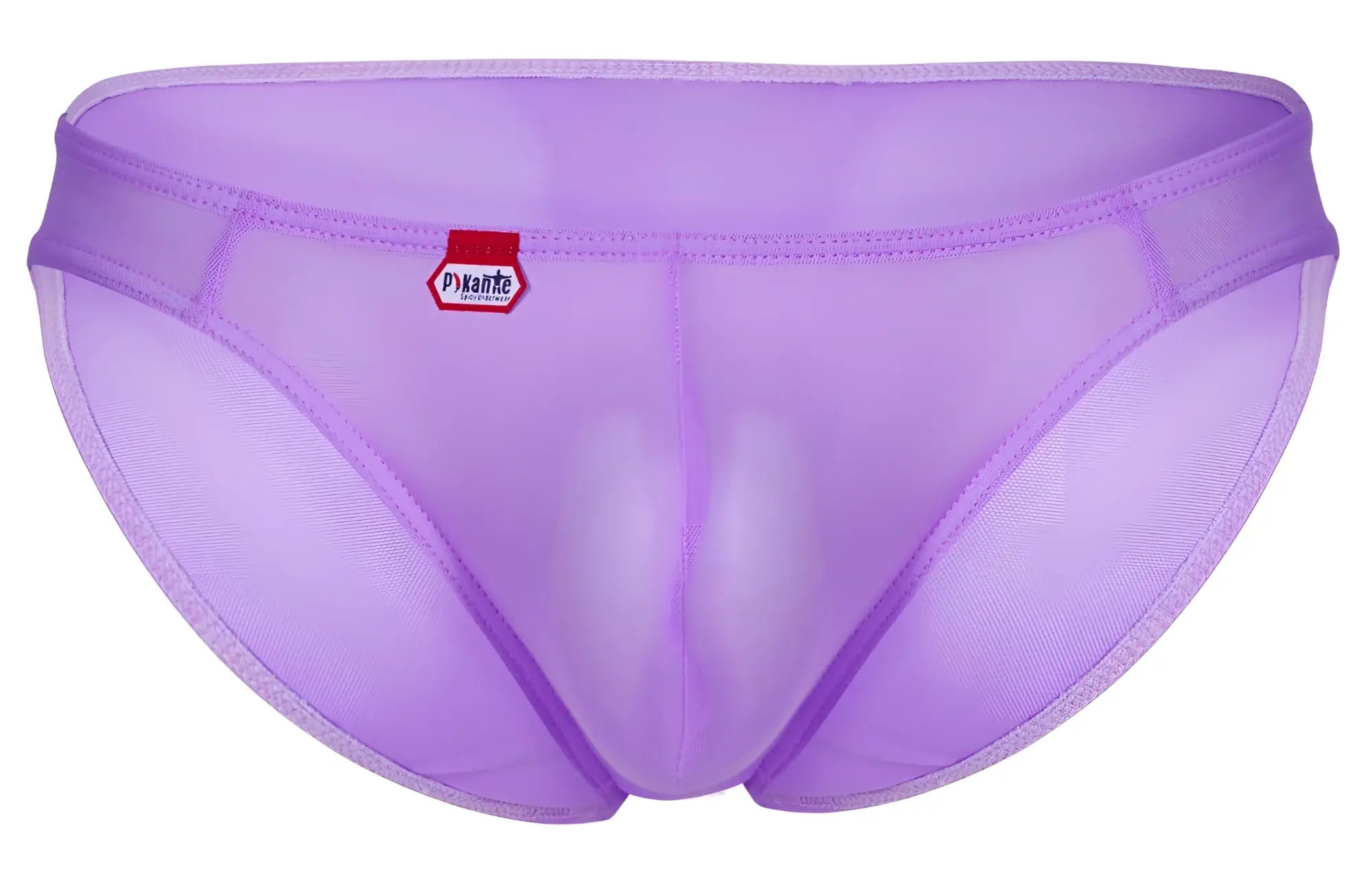Purple sheer mesh briefs pikante PIK 1822 luxury briefs lilac color with red and white brand tag on waistband