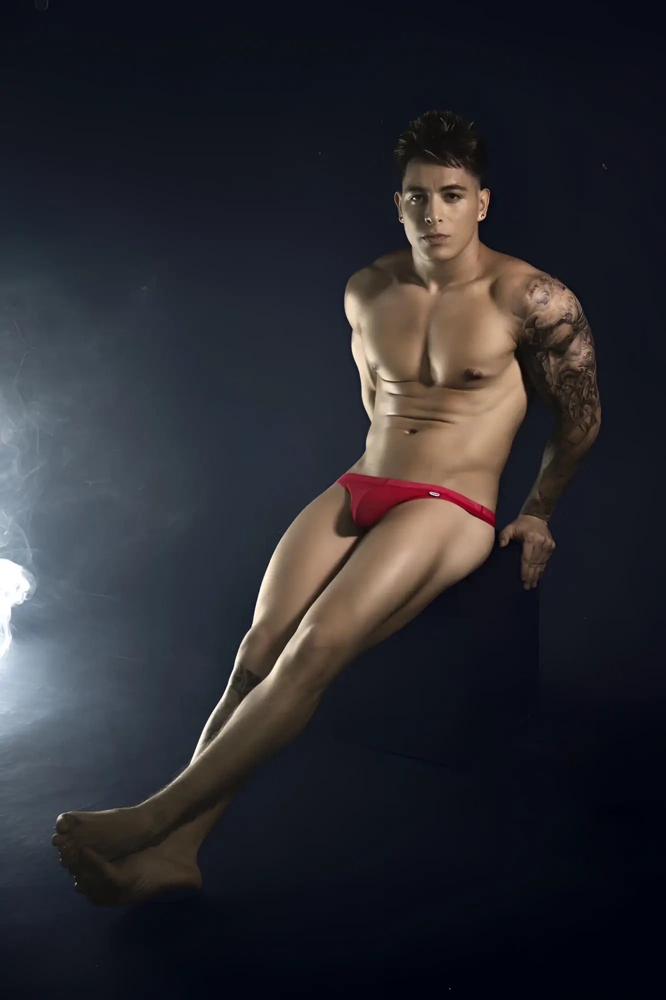 Red athletic briefs with a small side logo from pikante pik 1823 luxury thongs color red
