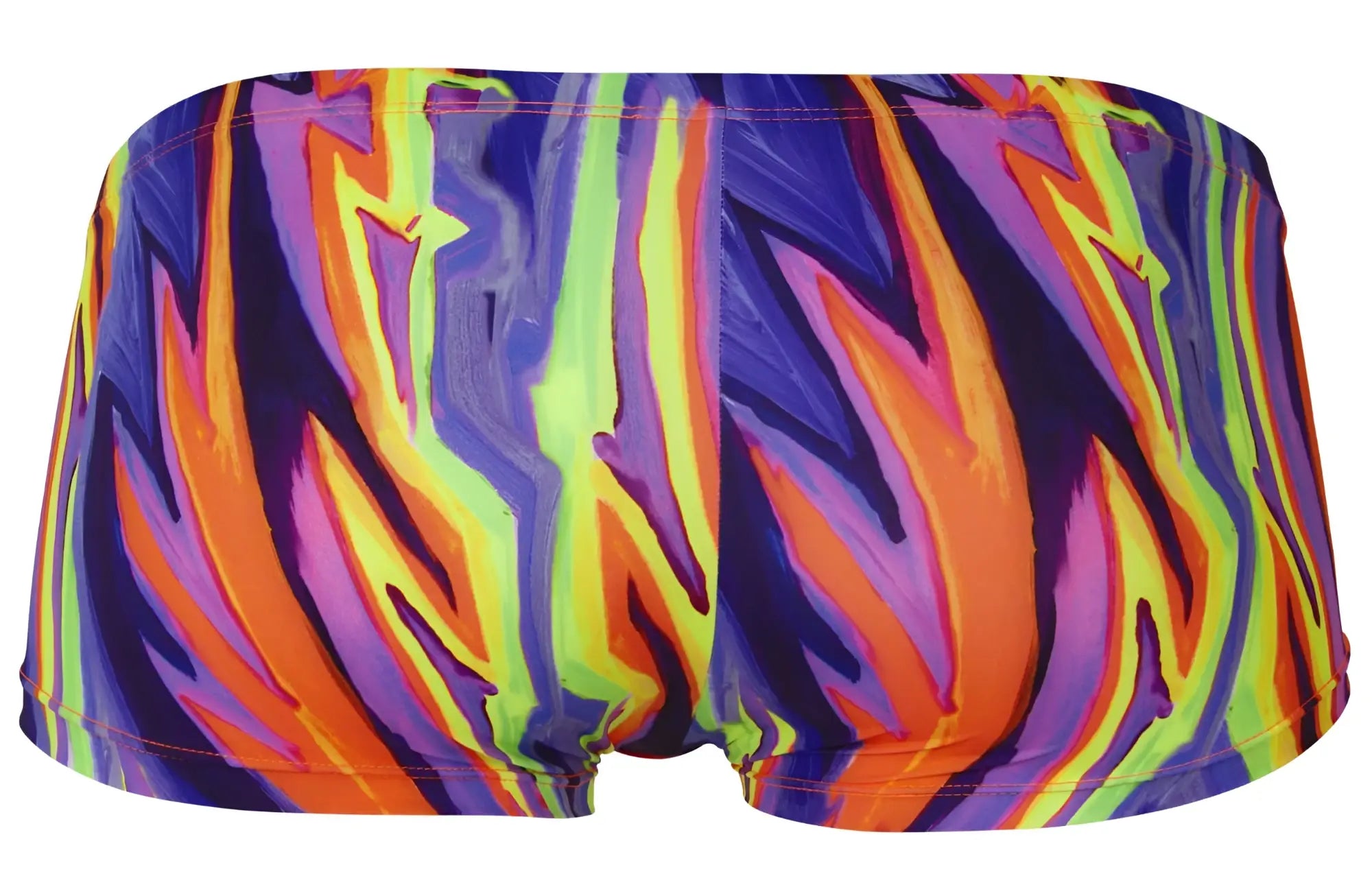 Pikante pik 1828 abstract trunks vibrant neon swim trunks with bold purple orange green and yellow flame pattern