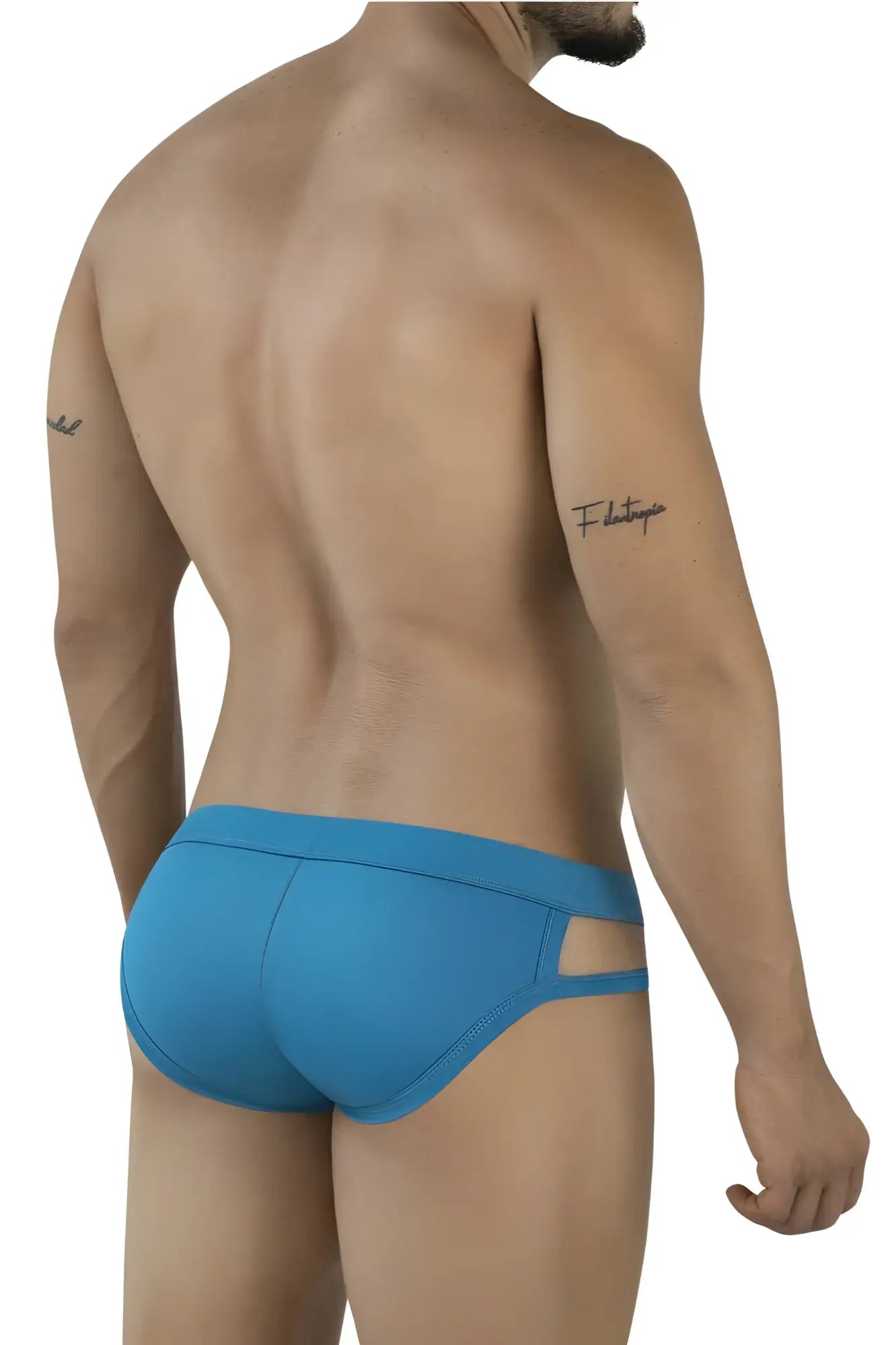 Blue pikante pik 2114 lenox briefs featuring sleek form-fitting design with side cutouts made for athletic use