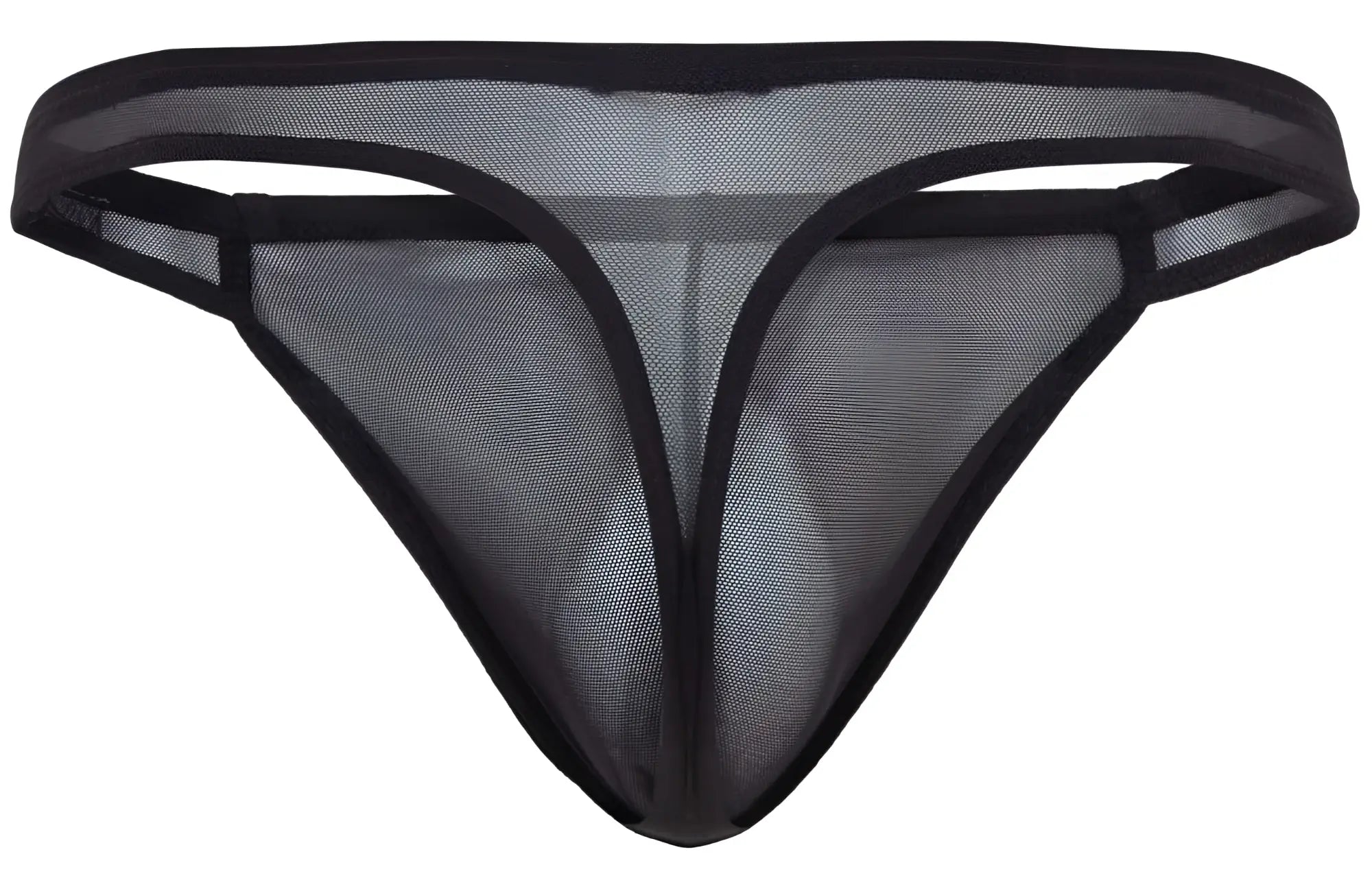 Black mesh thong pikante PIK 2115 amusing thong with solid black elastic waistband and trim in black color