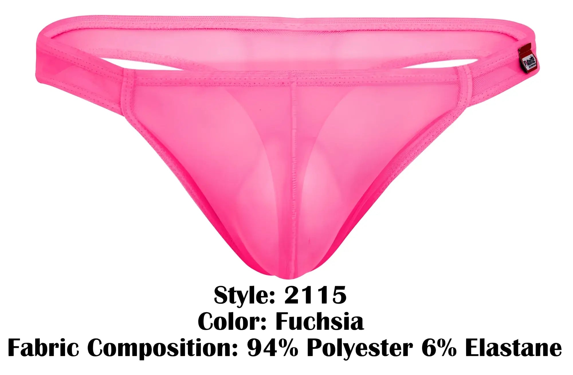 Fuchsia sheer mesh thong made of 94 polyester 6 elastane from Pikante PIK 2115 Amusing Thongs collection