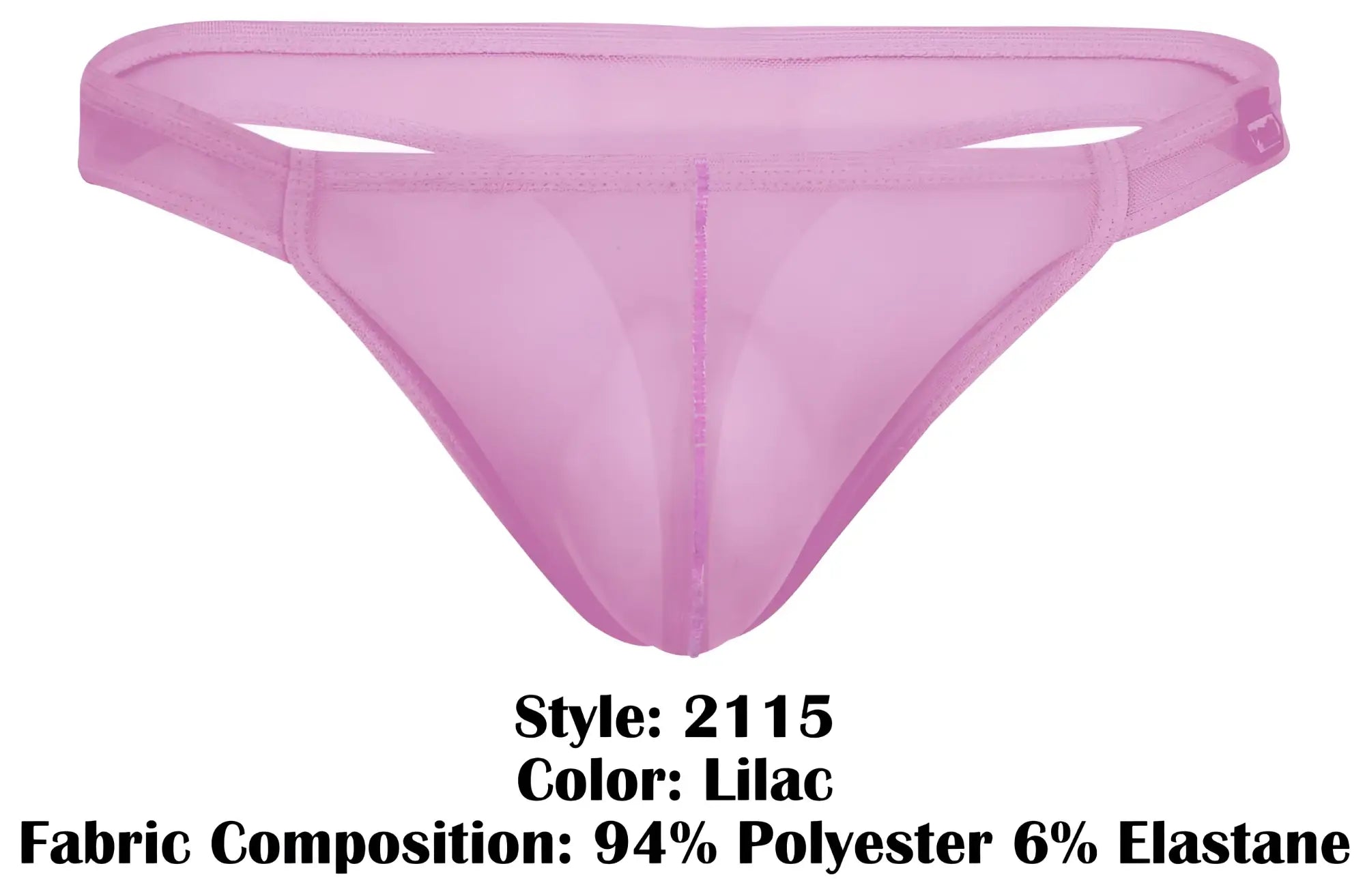 Lilac-colored sheer mesh thong made from 94% polyester and 6% elastane by Pikante PIK 2115 Amusing Thongs