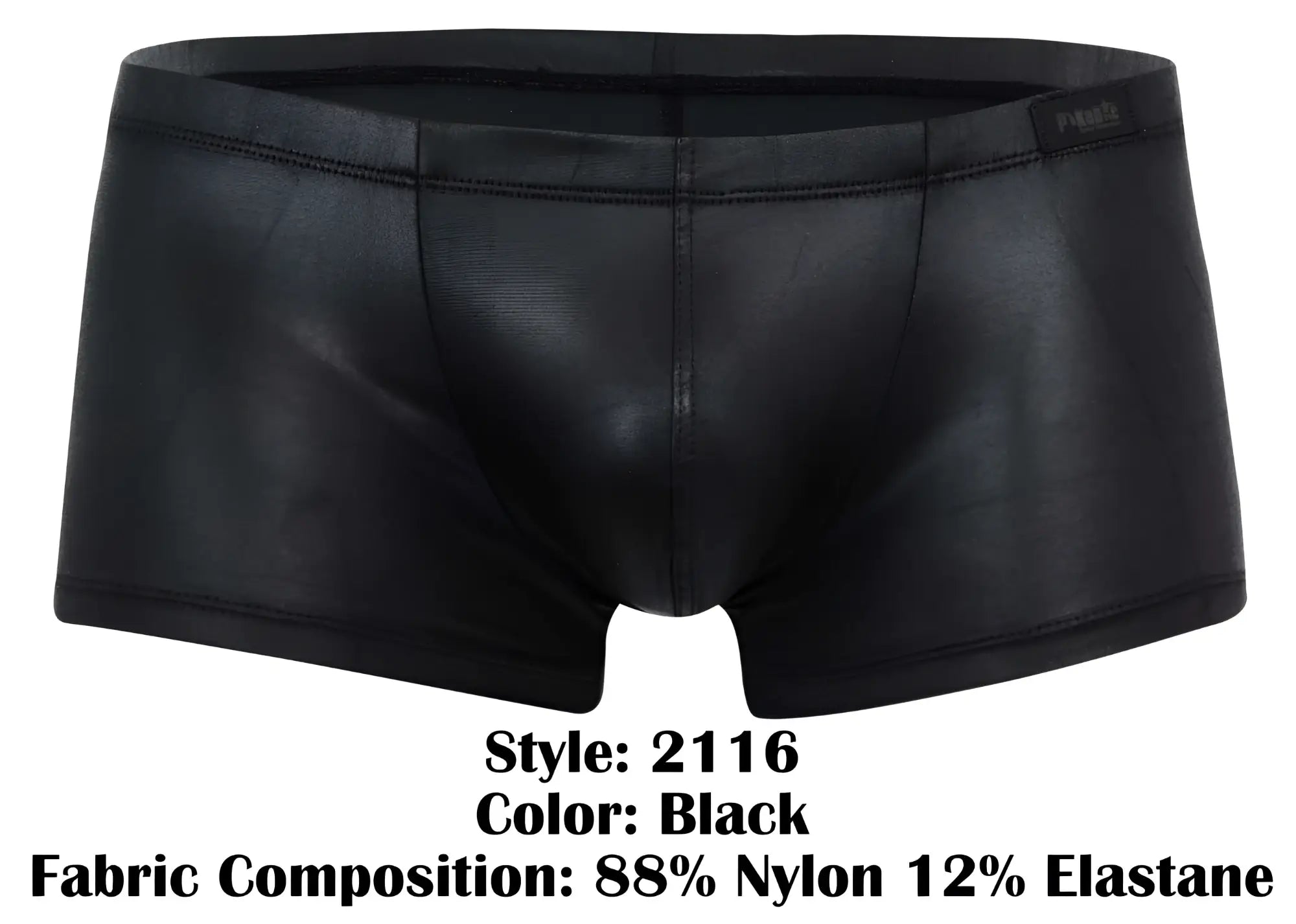 Black pikante pik 2116 candy trunks men’s briefs with shiny finish made of 88 nylon 12 elastane
