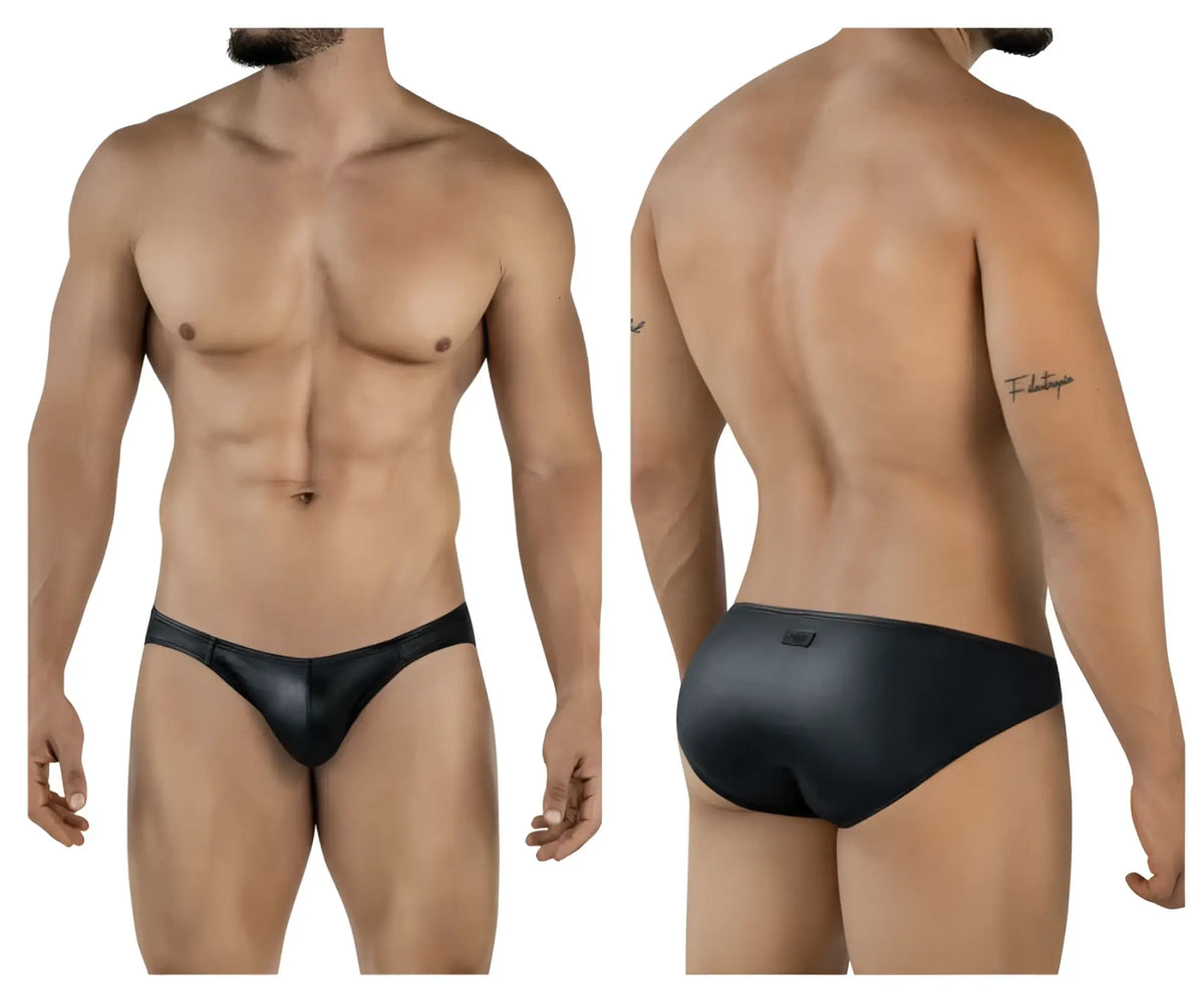 Black leather briefs pikante pik 2117 candy briefs with sleek form fitting design and subtle stitching details