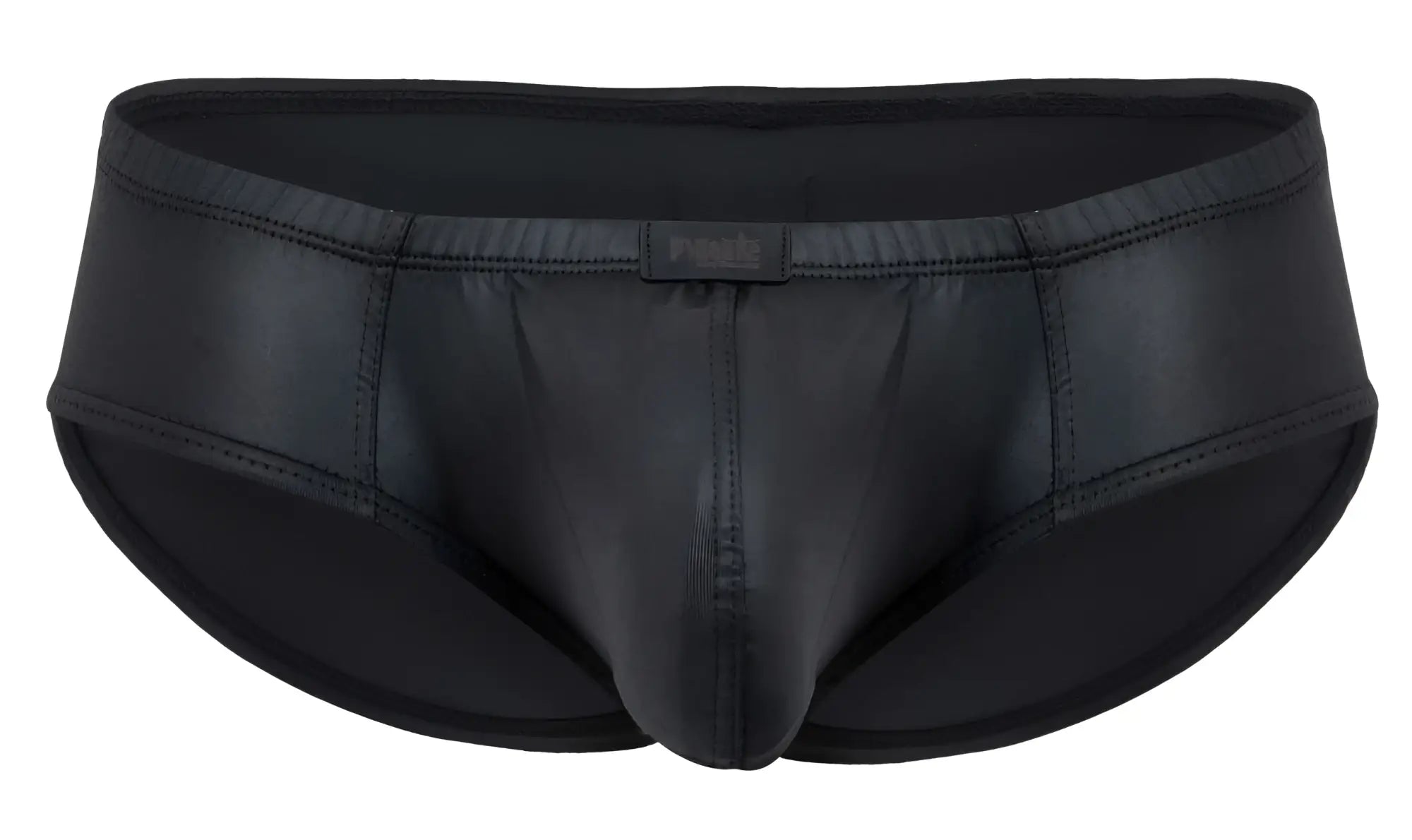 Pikante PIK 2118 Candy briefs in black patent leather with glossy finish and subtle stitching details