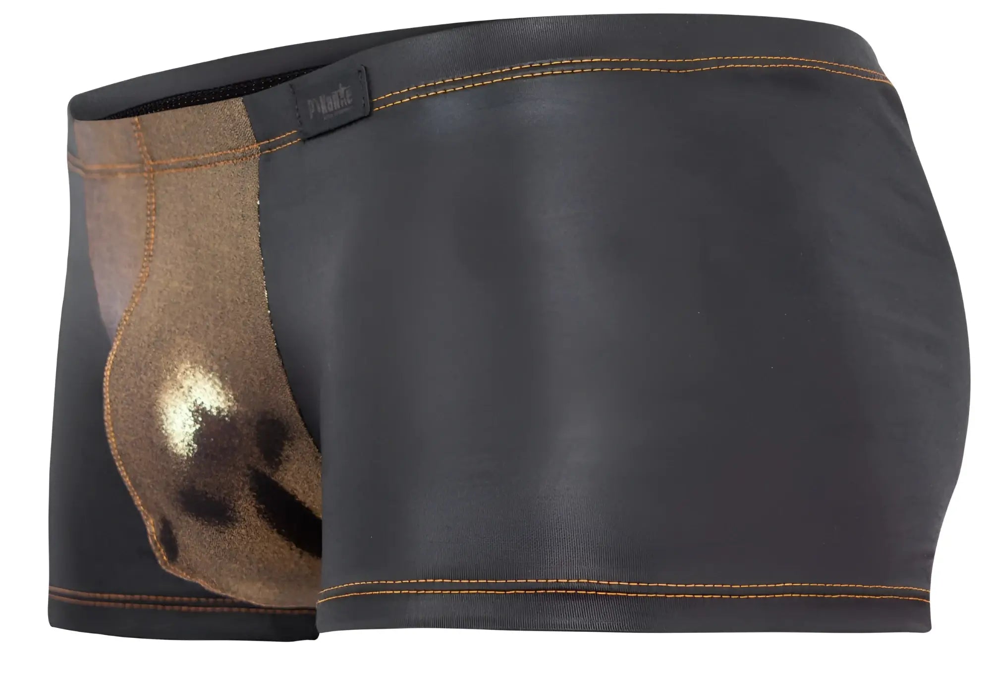 Pikante pik 2120 gold cup trunks black briefs with gold metallic shiny textured side panel design
