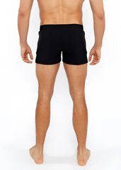 Pinstripe swim short black athletic shorts with sleek form-fitting design and subtle side pockets for active wear