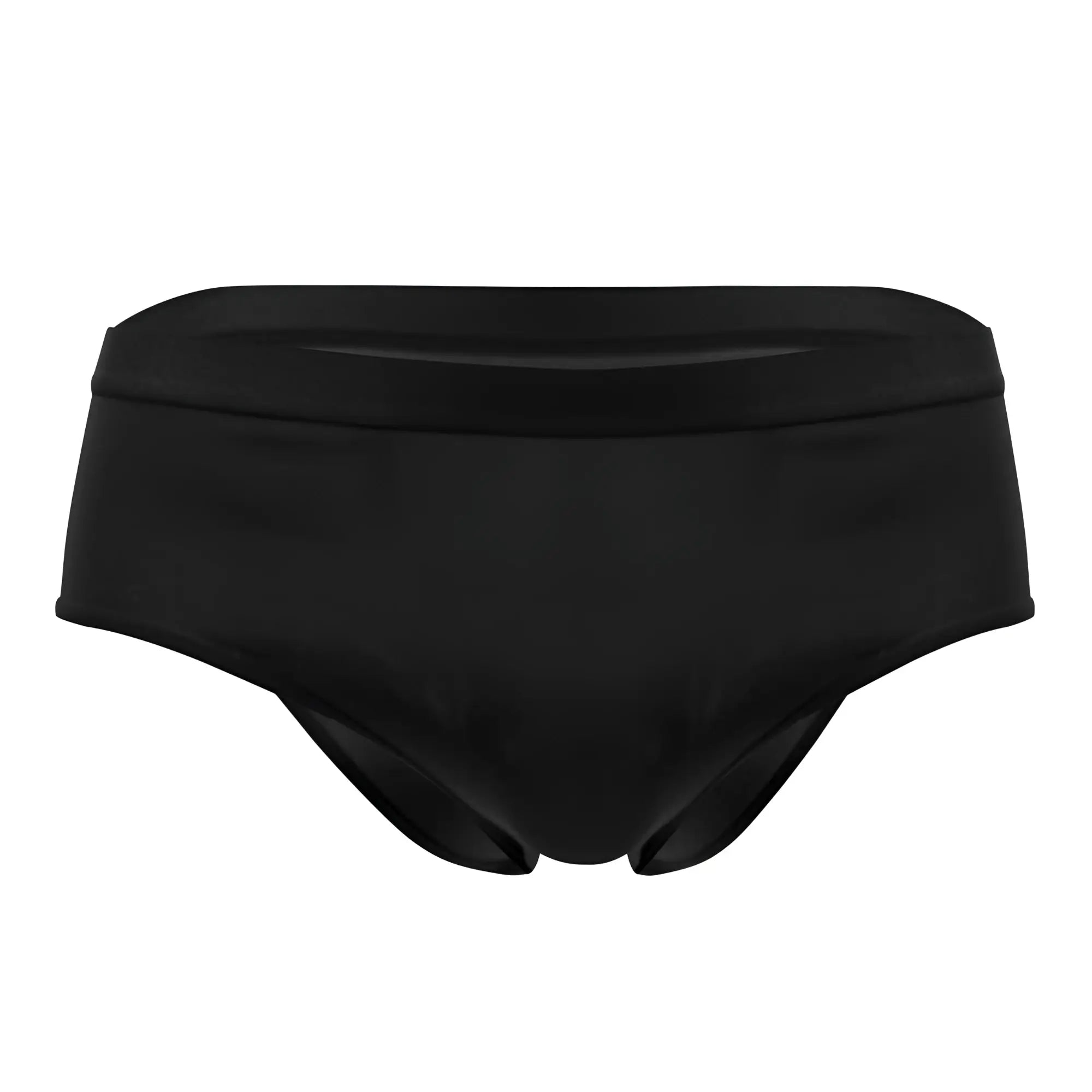 Plural PL004 briefs in black featuring sleek swim trunks design with elastic waistband for comfortable fit