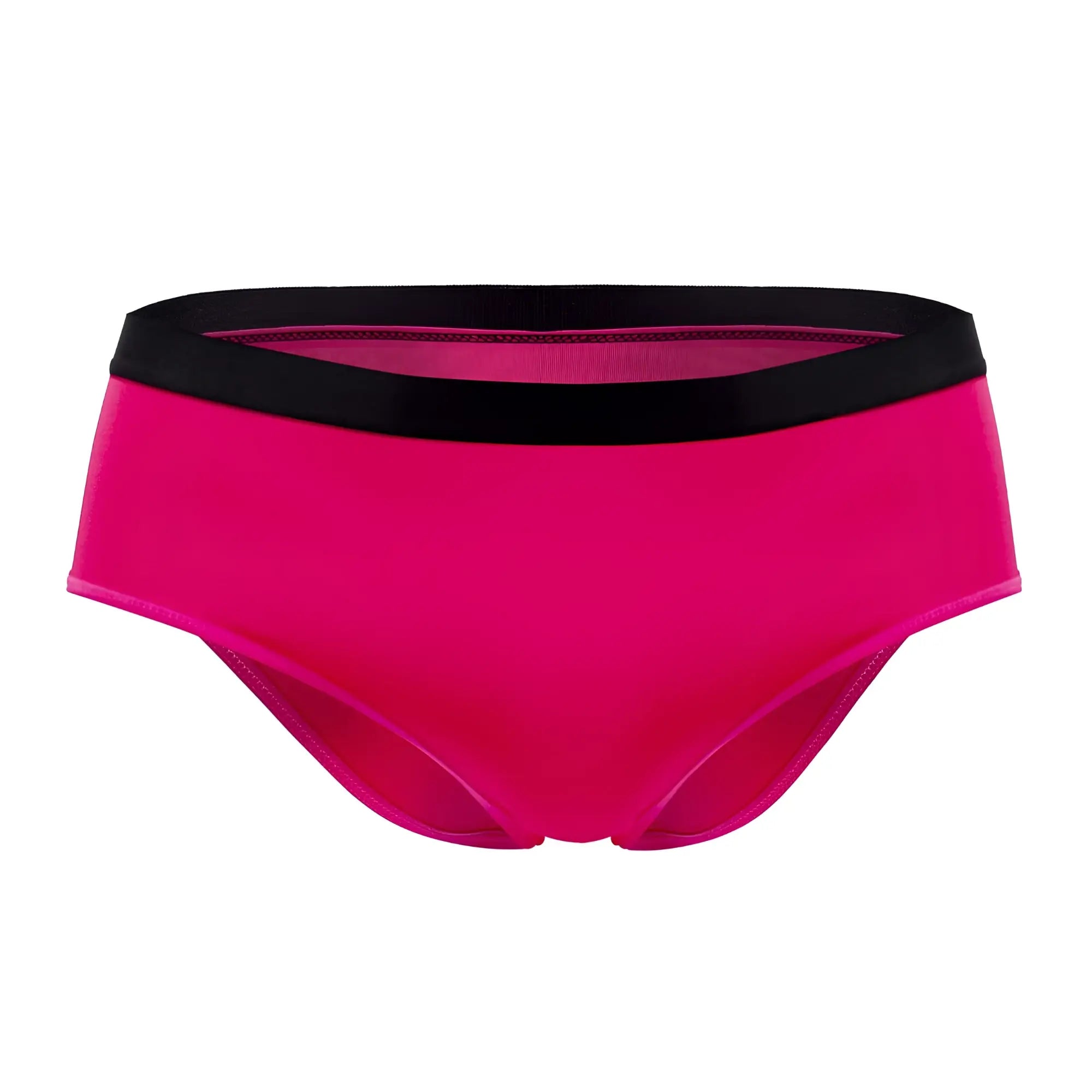 Vibrant fuchsia plural pl004 briefs with black elastic waistband high-waisted bikini style for comfortable wear